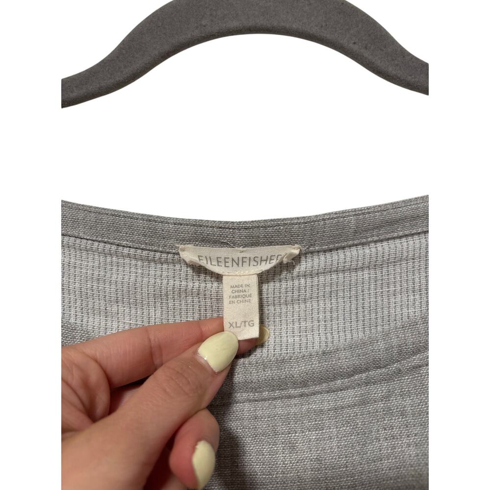 Eileen Fisher Organic Linen Cotton Gray Boxy Top Women’s XL 3/4 Sleeve Casual - Picture 4 of 8